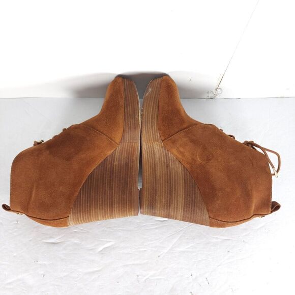 MICHAEL KORS Piece US 7,5M Brown Suede Lace Up Wedge Booties Ankle Boots - Picture 13 of 15